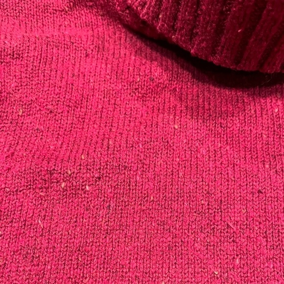 LL Bean Womens vintage Sz L Thick Chunky Speckled Red Knit Turtleneck Sweater - Picture 5 of 7